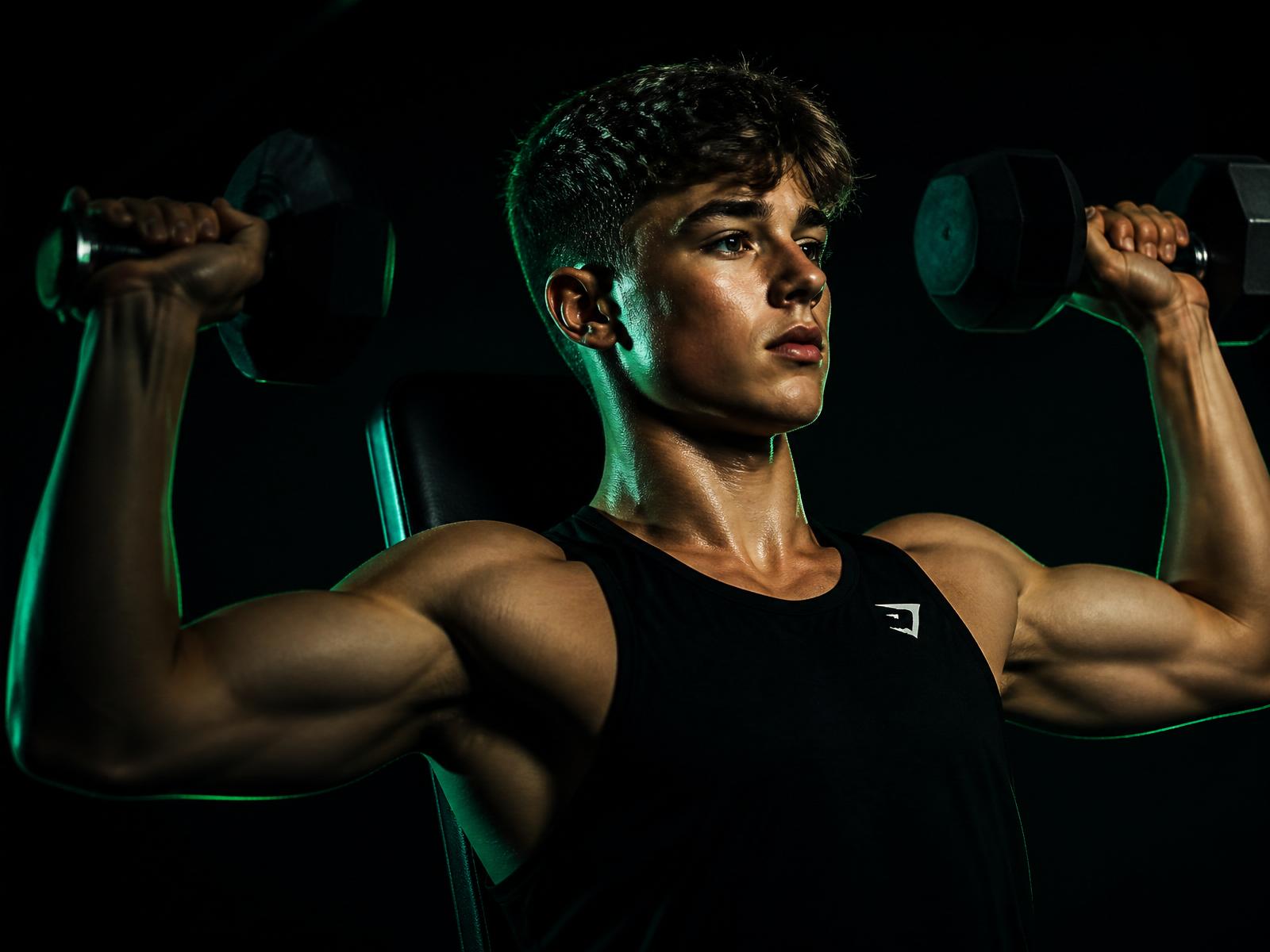 Teen athlete training in a gym