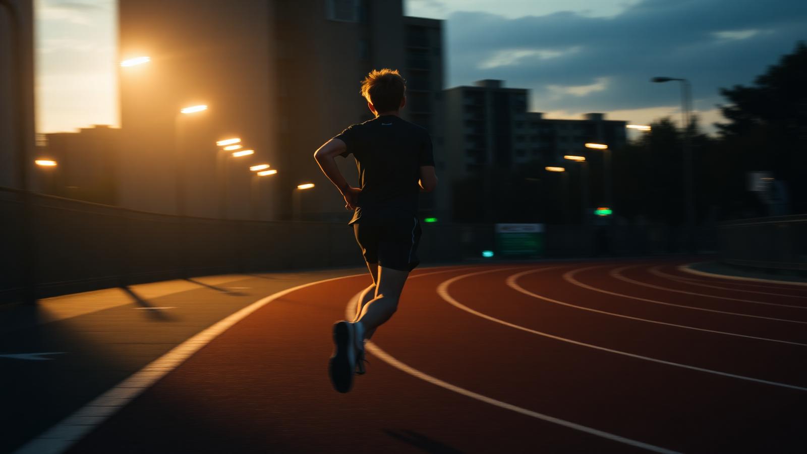 Teen runner training outdoors at sunrise